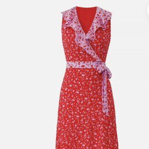 NWT Parker NY Kaia Dress With Asymmetrical Wrap Sleeveless Ruffled Size 0 $358